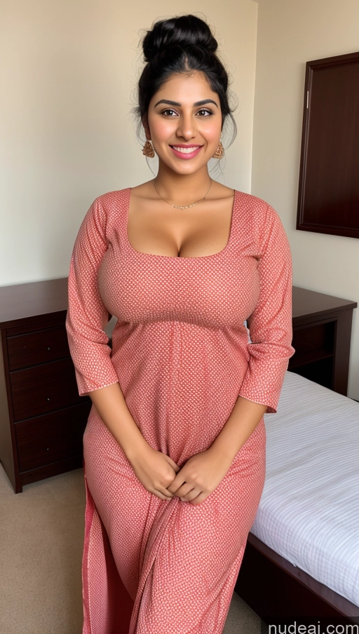 ai nude image of pregnant woman in a pink dress posing for a picture in a bedroom pics of Busty Perfect Boobs Beautiful Big Ass Black Hair Bedroom Sexy Face Hair Bun Happy Front View 18 Salwar