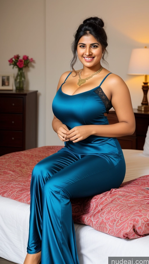 ai nude image of araffe woman in blue dress sitting on a bed in a hotel room pics of Busty Perfect Boobs Beautiful Big Ass Black Hair Bedroom Sexy Face Hair Bun Happy Front View 18 Salwar Thick