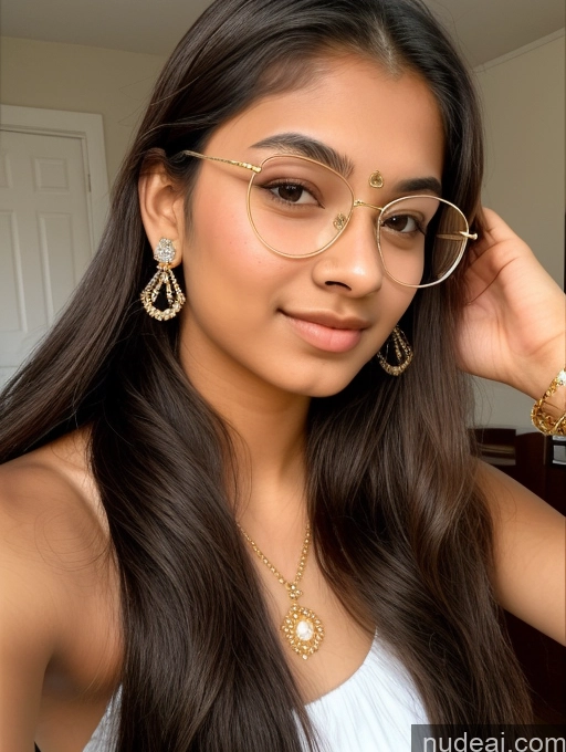 ai nude image of a close up of a woman wearing glasses and a white top pics of Sorority Beautiful 18 Ponytail Indian Diamond Jewelry Gold Jewelry Jewelry Thin Round Glasses Kilt