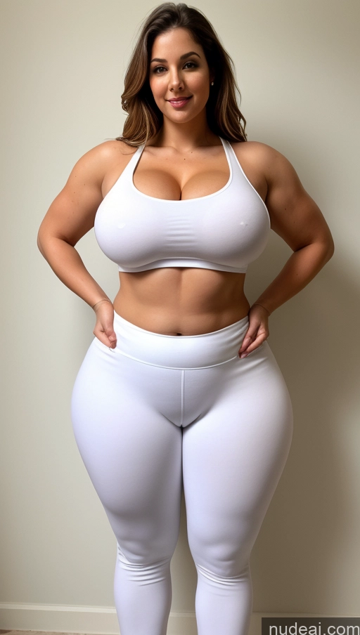 ai nude image of a pregnant woman in white sports bra top and white leggings pics of Huge Boobs Big Ass Abs Chubby Fairer Skin Indian Yoga Pants