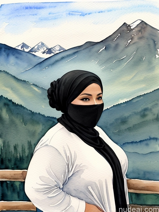 related ai porn images free for Milf Hair Bun Mountains Asian Dark Skin 30s Watercolor Black Hair Niqab Fat Big Hips Big Ass