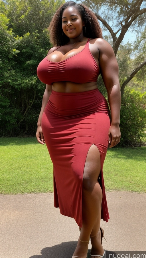 ai nude image of a woman in a red dress posing for a picture in a park pics of Huge Boobs Muscular Big Ass Abs Chubby 18 Straight Ethiopian Long Skirt