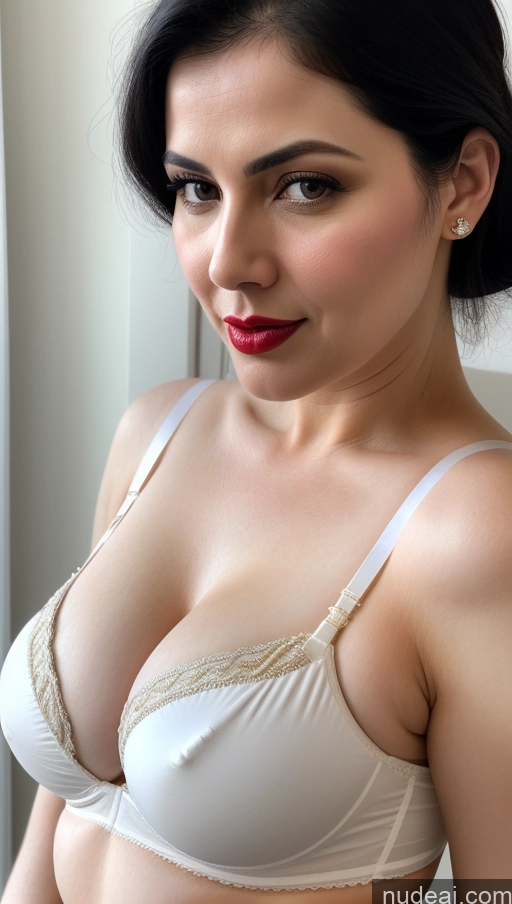 related ai porn images free for Woman One Lipstick Fairer Skin Black Hair Slicked Indian Simple Detailed Busty Close-up View Bra Traditional Perfect Boobs 40s Stylish