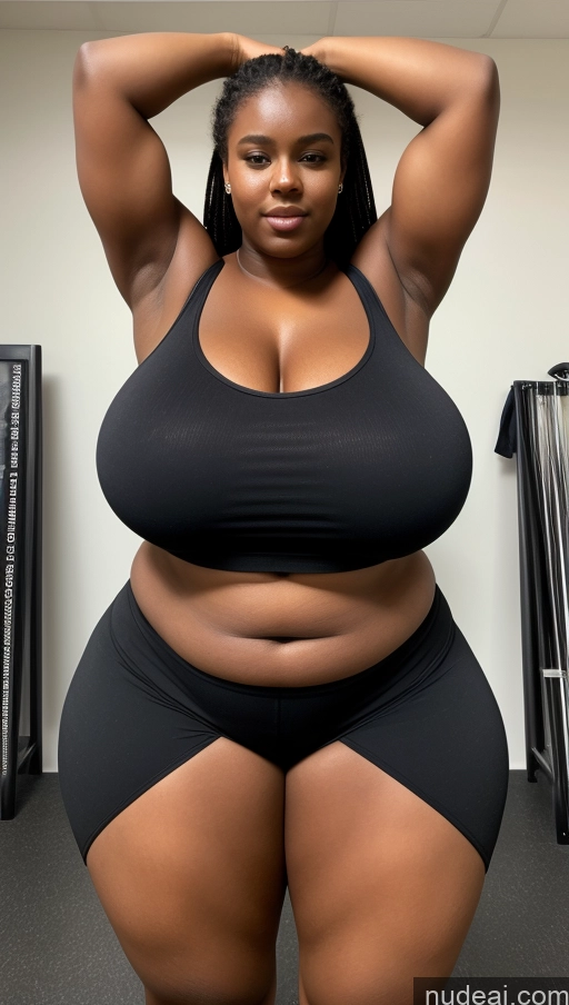 ai nude image of arafed woman in a black top and black shorts posing for a picture pics of Huge Boobs Muscular Big Ass Abs Chubby 18 Straight Ethiopian Crop Top