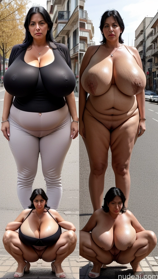 ai nude image of araffes are posing for a picture in the middle of the street pics of Milf Busty Huge Boobs Big Hips Sad Simple Turkish Black Hair Street Skinny 60s Squatting One Nude Onoff