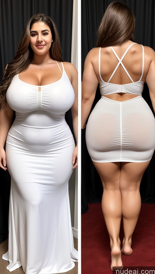 ai nude image of a close up of a woman in a white dress before and after a photo pics of Huge Boobs Muscular Big Ass Abs Chubby Fairer Skin 18 Long Hair Dress Arabic