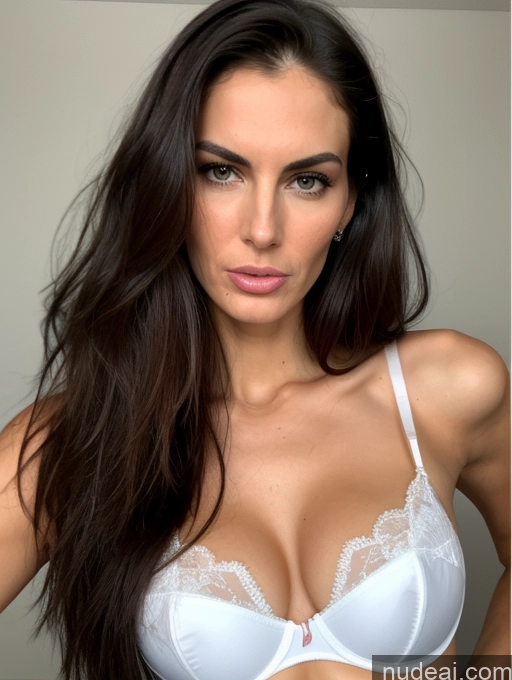 ai nude image of arafed woman with long dark hair wearing a white bra pics of Beautiful Tall Long Legs Perfect Body Fairer Skin Oiled Body Sad Serious Seductive Sexy Face Shocked Long Hair Bra Professor Teacher Angry 30s Miss Universe Model Hungarian