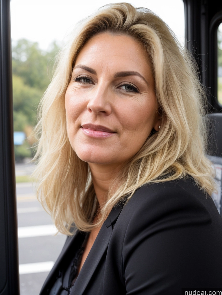 ai nude image of blond woman with blue eyes and a black blazer on a bus pics of Milf Chubby Thick Messy White Skin Detail (beta) Bus Front View Detailed Cumshot Blonde Secretary