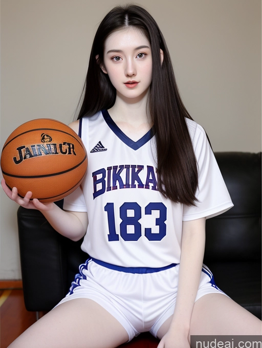 ai nude image of arafed asian woman in a basketball uniform holding a basketball pics of Korean Long Hair Black Hair 18 Fairer Skin Skinny Beautiful Spreading Legs Basketball