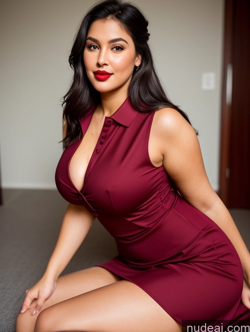 ai nude image of arafed woman in a red dress sitting on the floor pics of Woman One Perfect Boobs Beautiful Lipstick Big Ass Chubby Long Legs Perfect Body 30s Happy Seductive Pouting Lips Black Hair Ponytail Indian Dress Long Skirt Polo Shirt On Back Teacher Suit Party