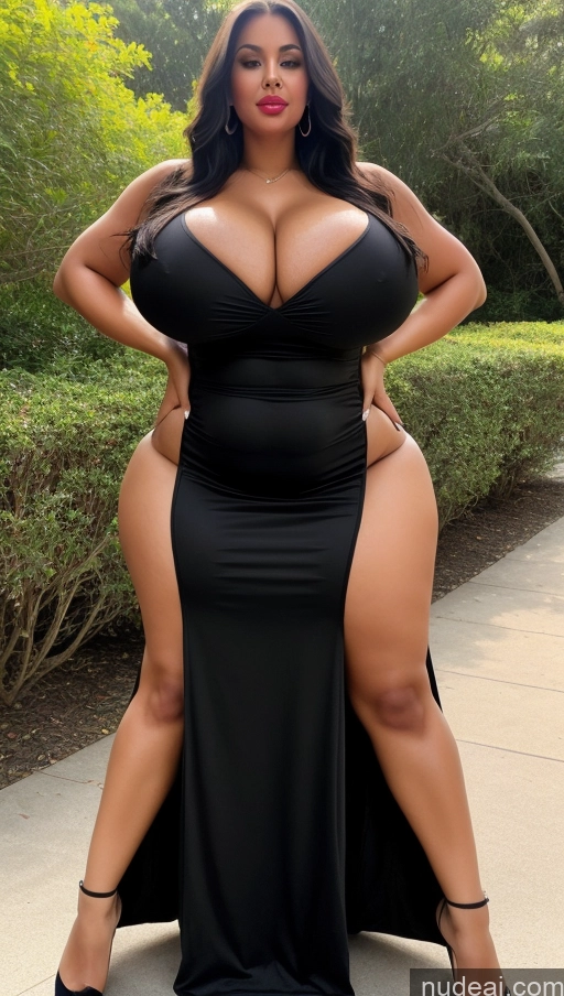 ai nude image of a woman in a black dress posing for a picture pics of Huge Boobs Busty Beautiful Perfect Boobs Big Ass Lipstick Thick Tanned Skin Fairer Skin Black Hair Long Hair Tall Dress