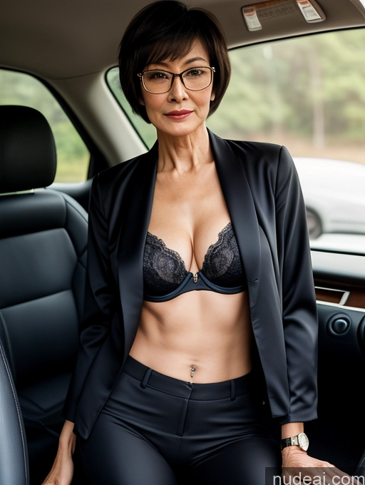 related ai porn images free for Milf Perfect Boobs Perfect Body Beautiful Glasses 70s Sexy Face Short Hair Chinese Car Blouse Bra Jacket Suit Stylish Professor Cleavage Detailed Dark Lighting Partially Nude