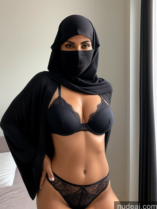 ai nude image of araffe wearing a black hijab and a black bra pics of Niqab Sweater Stylish Stockings Secretary Professor Bra Cleavage Partially Nude Topless Dark Lighting Detailed Milf Perfect Boobs Perfect Body Pubic Hair Dark Skin Beautiful Short Hair Sexy Face 50s Arabic