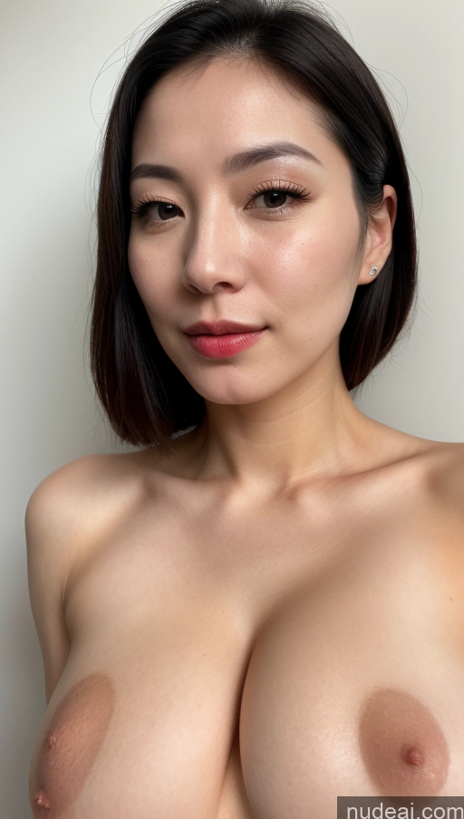 ai nude image of a close up of a woman with a very big breast pics of One Detailed Woman Black Hair Close-up View Beautiful Fairer Skin 30s Simple Huge Boobs Lipstick Slicked Korean Skin Detail (beta)