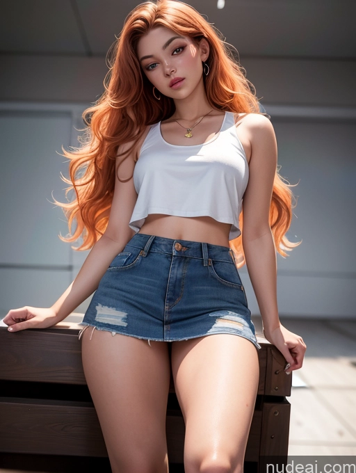 related ai porn images free for Thick Long Hair 18 Ginger Jeans Mini Skirt Tank Top