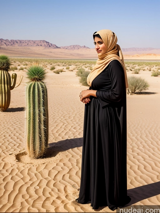 ai nude image of araffe woman in black dress standing in desert with cactus pics of Busty Skinny Short Shocked Sad Blonde Ponytail Arabic Dress Dark Skin Niqab Desert Traditional Boots Medieval