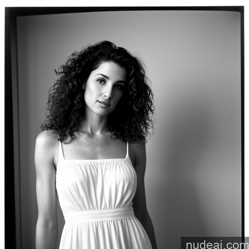 related ai porn images free for 40s Brunette Curly Hair White Black And White Front View Skinny Beautiful Dress 90s