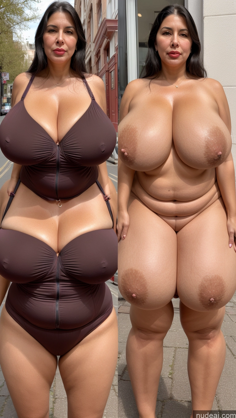 ai nude image of two women in swimsuits standing on a sidewalk next to each other pics of Milf Busty Huge Boobs Beautiful Lipstick Big Ass Skinny Abs Thick Big Hips Long Legs Pubic Hair Black Hair Long Hair Turkish Suit Panties Onoff Street 70s Pouting Lips Sad Skin Detail (beta)