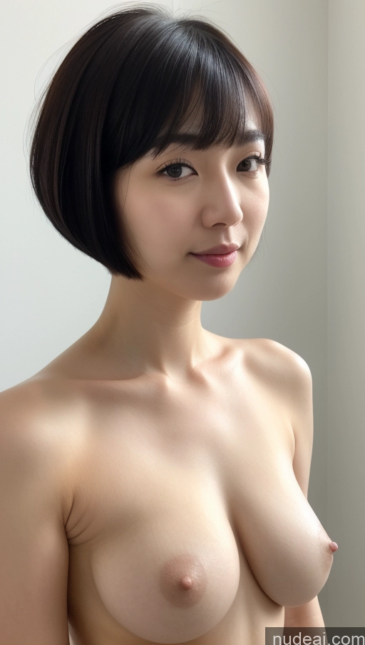 ai nude image of a close up of a woman with a very big breast pics of Woman One Beautiful Fairer Skin 30s Black Hair Short Hair Korean Close-up View Simple Detailed Perfect Boobs