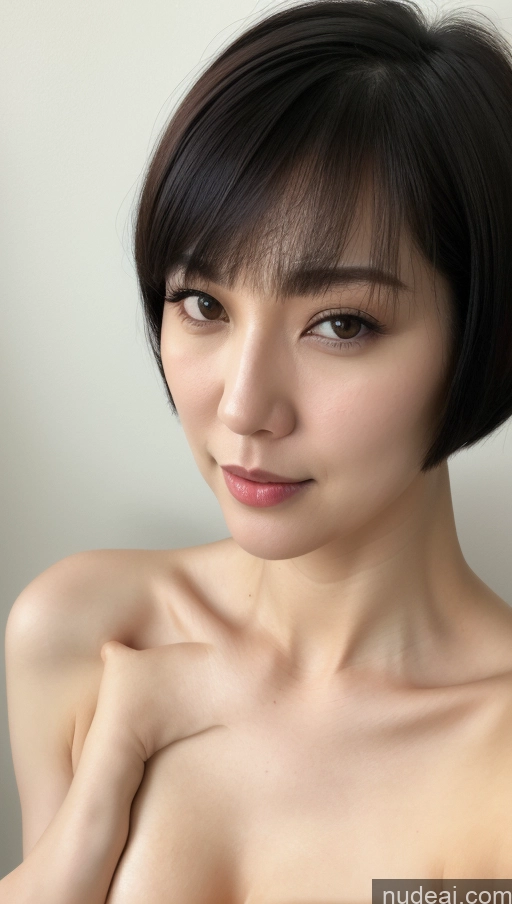 ai nude image of arafed asian woman with a very big breast posing for a picture pics of Woman One Beautiful Fairer Skin 30s Black Hair Short Hair Korean Close-up View Simple Detailed Perfect Boobs