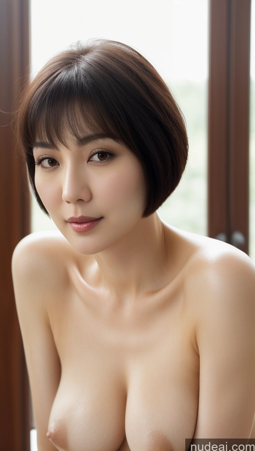 related ai porn images free for Woman One Beautiful Fairer Skin Black Hair Short Hair Korean Close-up View Simple Detailed 40s Perfect Boobs