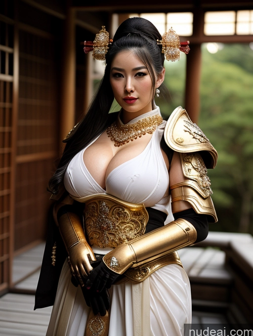 ai nude image of araffe woman in a white dress and gold armor posing for a picture pics of Perfect Boobs Fairer Skin Oiled Body Perfect Body Black Hair Onsen Gloves Cleavage Gold Jewelry Jewelry Transparent Bright Lighting Wedding Sexy Face Pubic Hair Huge Boobs Sci-fi Armor Khorne Ponytail Japanese Geisha