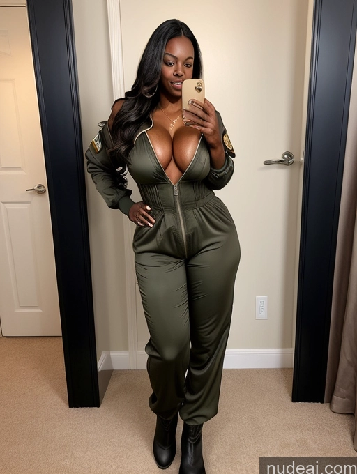 related ai porn images free for Busty Perfect Boobs Beautiful Perfect Body Dark Skin 40s Long Hair Nilotic Soft + Warm Front View Boots Military Topless Bomber Jumpsuit