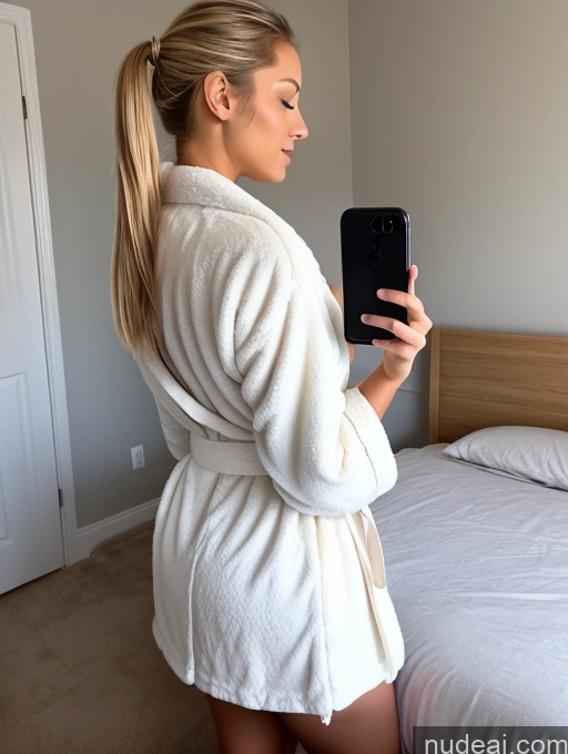 ai nude image of blond woman in white robe taking a selfie in bedroom pics of Lingerie Model One Small Tits Small Ass Tanned Skin 18 Orgasm Blonde Pigtails Spanish Mirror Selfie Bedroom Back View Sleeping Bathrobe