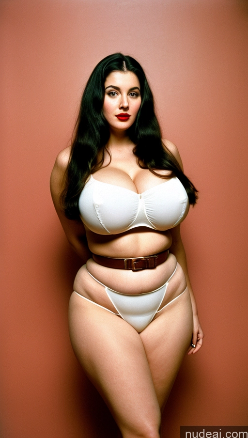 ai nude image of arafed woman in a white bikini posing for a picture pics of Huge Boobs Busty Perfect Boobs Beautiful Lipstick Big Ass Big Hips Perfect Body Fairer Skin Black Hair Long Hair Traditional Vintage 60s Woman Chubby 20s Italian