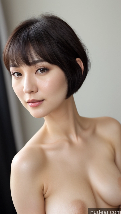 ai nude image of arafed asian woman with a very big breast posing for a picture pics of Woman One Beautiful Fairer Skin 30s Black Hair Short Hair Korean Close-up View Detailed Simple Perfect Boobs