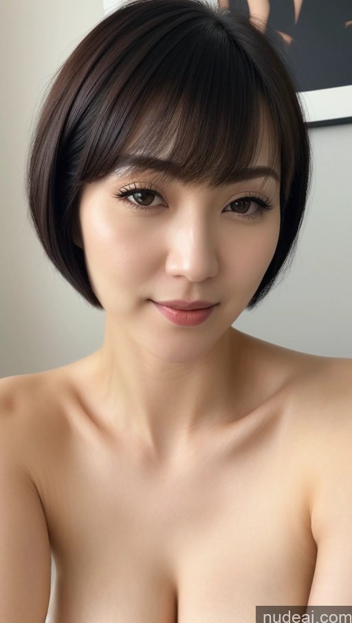 ai nude image of arafed asian woman with a very big breast posing for a picture pics of Woman One Beautiful Fairer Skin 30s Black Hair Short Hair Korean Close-up View Detailed Simple Perfect Boobs