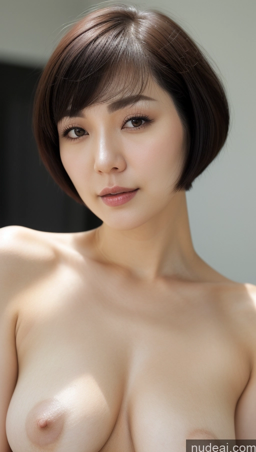 ai nude image of a close up of a woman with a very big breast pics of Woman One Beautiful Fairer Skin 30s Close-up View Detailed Simple Short Hair Perfect Boobs Korean Black Hair