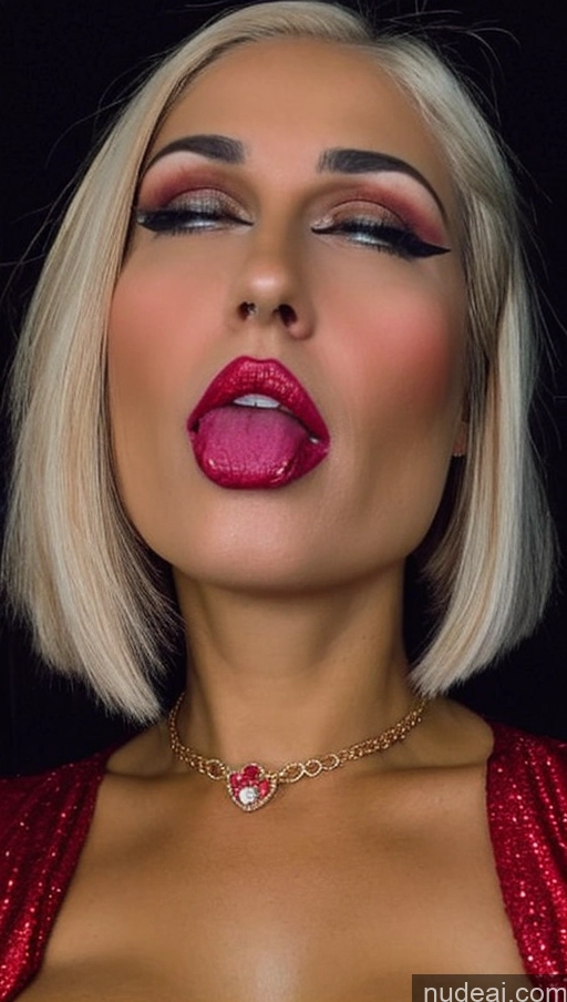 ai nude image of blond woman with red lips and a heart necklace on her neck pics of Milf Busty Perfect Boobs Beautiful Lipstick Big Ass Short Hair Tanned Skin 50s Orgasm Angry Ahegao Blonde Brazilian Skin Detail (beta) Devil Secretary Suit Cleavage Jewelry Detailed Last