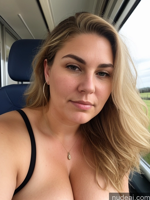 ai nude image of arafed woman with big breast sitting in a bus pics of Milf Busty Thick Chubby Serious Blonde Messy White Skin Detail (beta) Train Cumshot Detailed Teacher 18