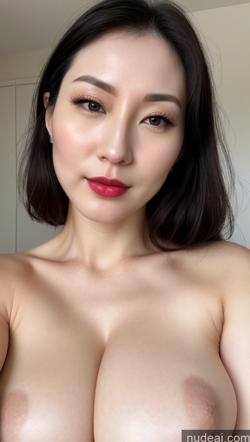 related ai porn images free for Woman One Beautiful Lipstick Fairer Skin Close-up View Huge Boobs 30s Slicked Korean Black Hair