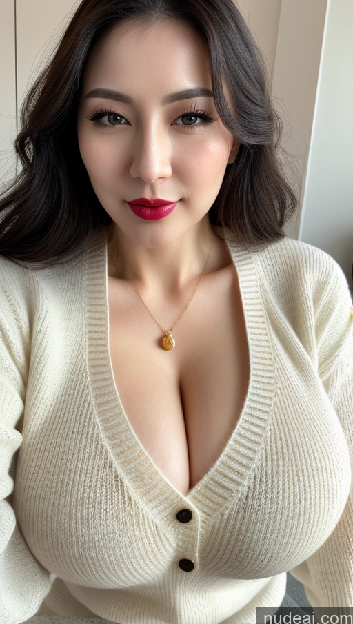 related ai porn images free for Woman One Lipstick Close-up View Huge Boobs 30s Black Hair Beautiful Fairer Skin Slicked Korean Sweater Stylish Cleavage