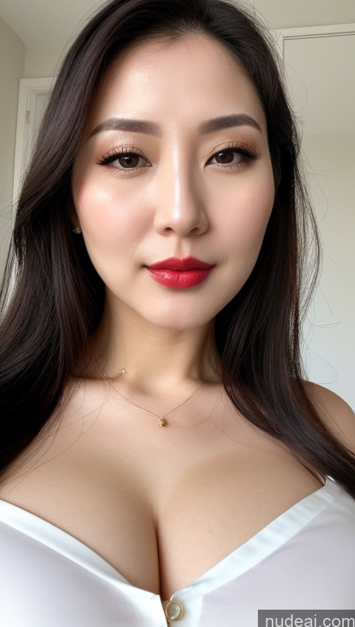 related ai porn images free for Woman One Huge Boobs Beautiful Lipstick Fairer Skin 30s Slicked Korean Close-up View Black Hair Blouse