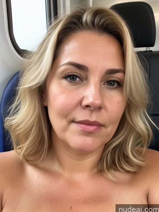 ai nude image of blond woman with big breast sitting in a train looking at the camera pics of Milf One Thick Chubby Fat Blonde Messy White Skin Detail (beta) Cumshot Detailed Close-up View Train