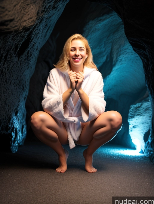 related ai porn images free for Woman One Beautiful Long Legs Perfect Body Fairer Skin 18 Happy Laughing Blonde Slicked Czech 3d Cave Front View Squatting Bright Lighting Detailed Bathrobe