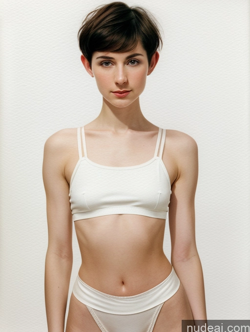 related ai porn images free for Fairer Skin Front View Crop Top Thong 18 Black Hair Pixie Woman Skinny Short White Watercolor