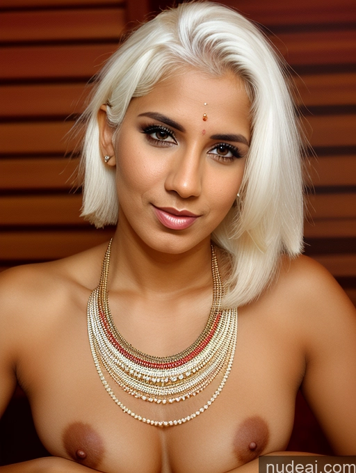 ai nude image of blond woman with a necklace and a necklace on her neck pics of Pubic Hair Sexy Face Indian Tanned Skin White Hair Bra Pull Down Traditional 20s