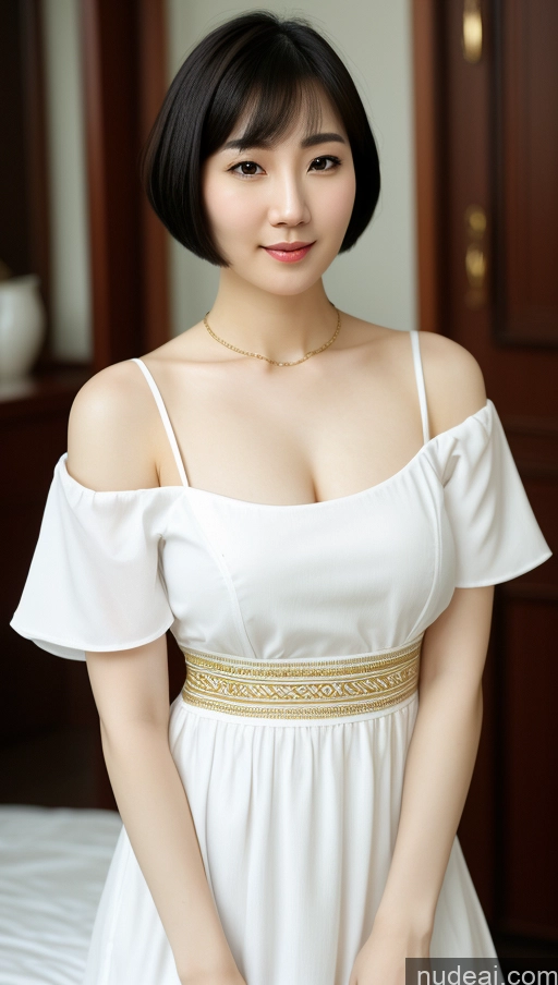 related ai porn images free for Woman One Beautiful Fairer Skin Black Hair Close-up View Korean Perfect Boobs Short Hair Simple Detailed Dress Traditional 30s