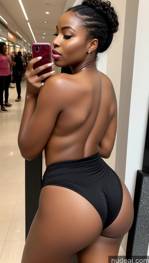 ai nude image of there is a woman in a black bikini taking a picture of herself pics of Athlete Perfect Boobs Busty Beautiful Big Ass Abs Long Legs Perfect Body Oiled Body 20s Orgasm Pouting Lips Curly Hair African Mirror Selfie Mall Back View Bending Over Thong Nude Topless