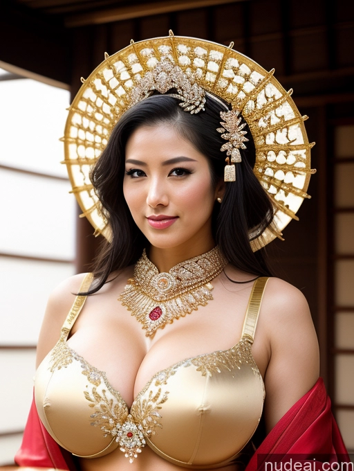 ai nude image of araffed asian woman in a gold bra and red shawl pics of Huge Boobs Perfect Boobs Perfect Body Fairer Skin Oiled Body Big Hips Sexy Face Black Hair Japanese Onsen Gloves Khorne Wedding Cleavage Gold Jewelry Diamond Jewelry Jewelry Transparent Bright Lighting Geisha Bra