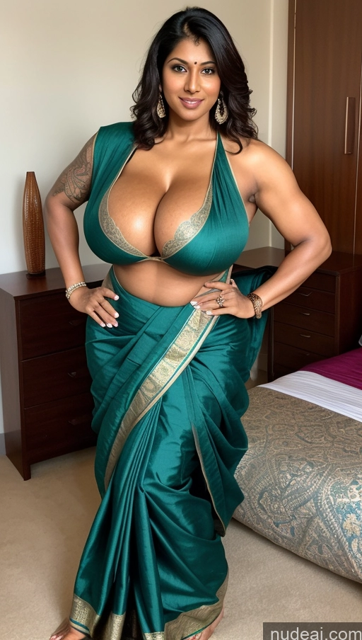 ai nude image of sexy indian woman in sari posing for the camera pics of Milf Beautiful Tattoos Big Ass Tall Dark Skin Sexy Face Indian Bedroom Big Hips Huge Boobs Busty Muscular Abs T-pose Sari Thick Ginger Front View 30s Seductive