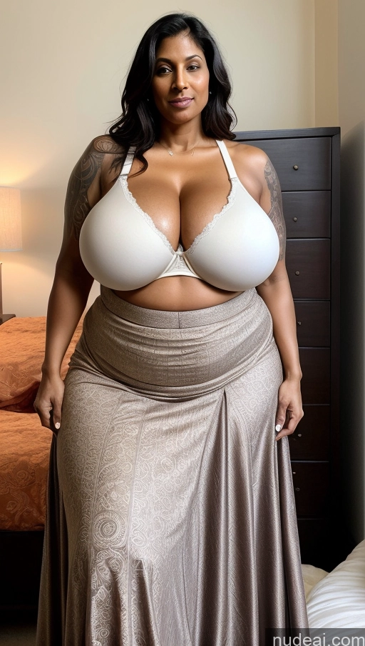 ai nude image of araffe woman in a skirt and bra top posing for a picture pics of Milf Beautiful Tattoos Big Ass Tall Dark Skin Sexy Face Indian Bedroom Big Hips Huge Boobs Busty Muscular Abs T-pose Thick Ginger Front View Seductive Long Skirt Bra 40s