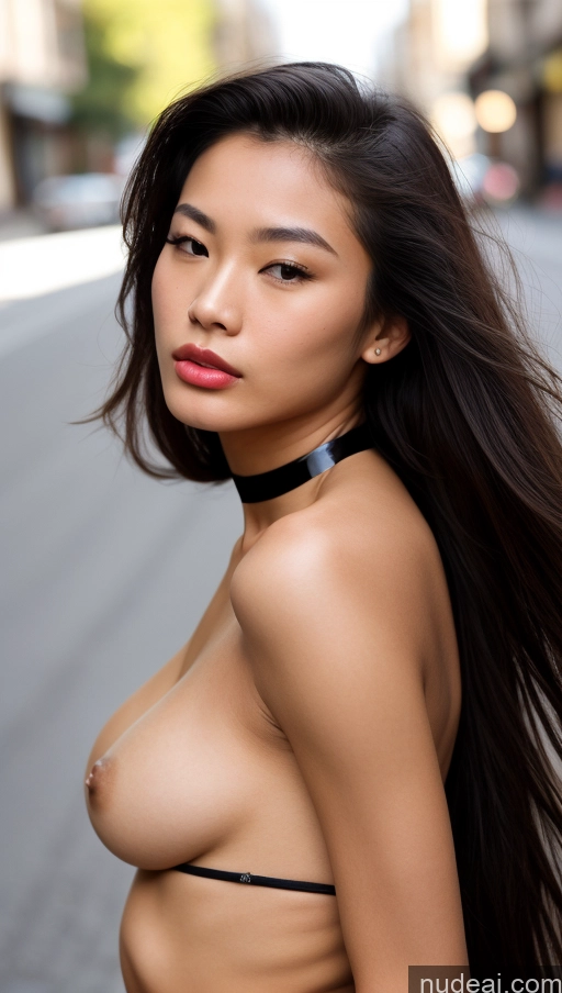 ai nude image of arafed asian woman with a choke and a choker on her neck pics of One Small Tits Big Ass Big Hips Short Skinny Perfect Body 18 Pouting Lips Brunette Long Hair Asian Skin Detail (beta) On Back Nude Choker Detailed Street