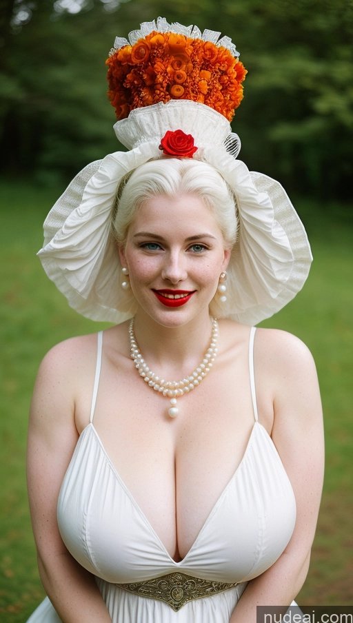 ai nude image of there is a woman in a white dress and a hat with flowers on it pics of Huge Boobs Busty Big Ass Big Hips Beautiful Thick Fairer Skin Lipstick Victorian Vintage Abs White Hair Pubic Hair Irish Perfect Body Hair Bun Dress Pearl Jewelry Jewelry Sexy Face Happy Alternative Perfect Boobs