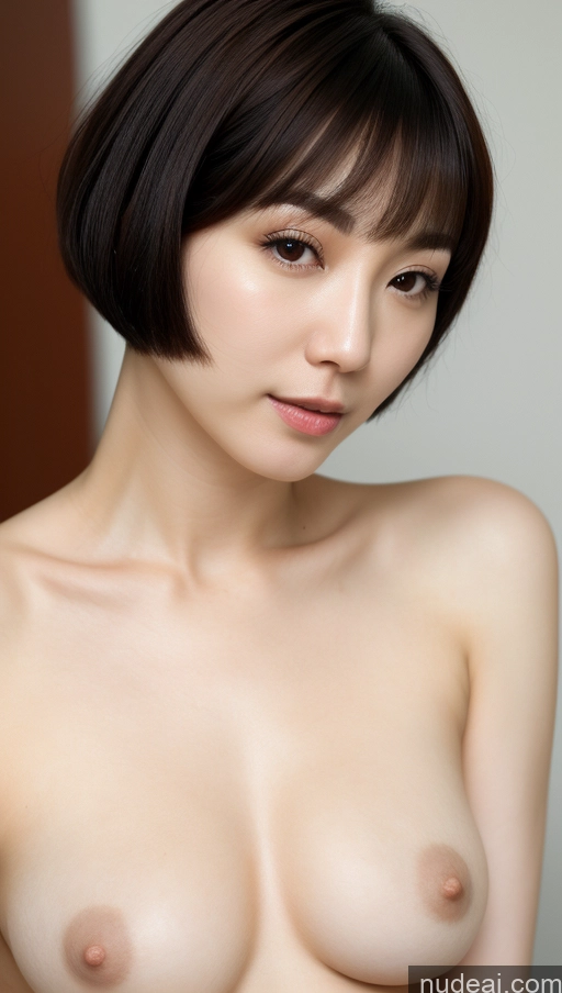 related ai porn images free for Woman One Beautiful Fairer Skin 30s Black Hair Close-up View Korean Detailed Short Hair Small Tits