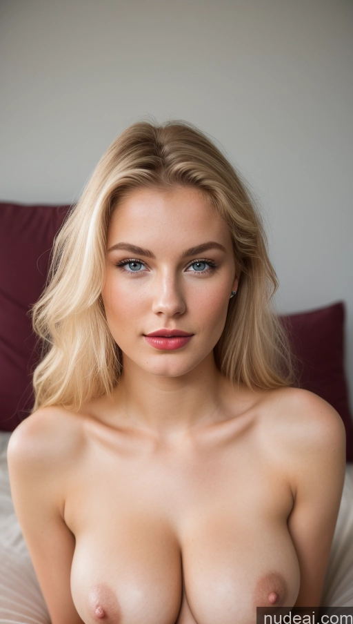 ai nude image of blond woman with big breast sitting on bed with red pillows pics of Perfect Boobs Beautiful Lipstick Perfect Body 18 Seductive Scandinavian Skin Detail (beta) Model On Back Busty Big Ass